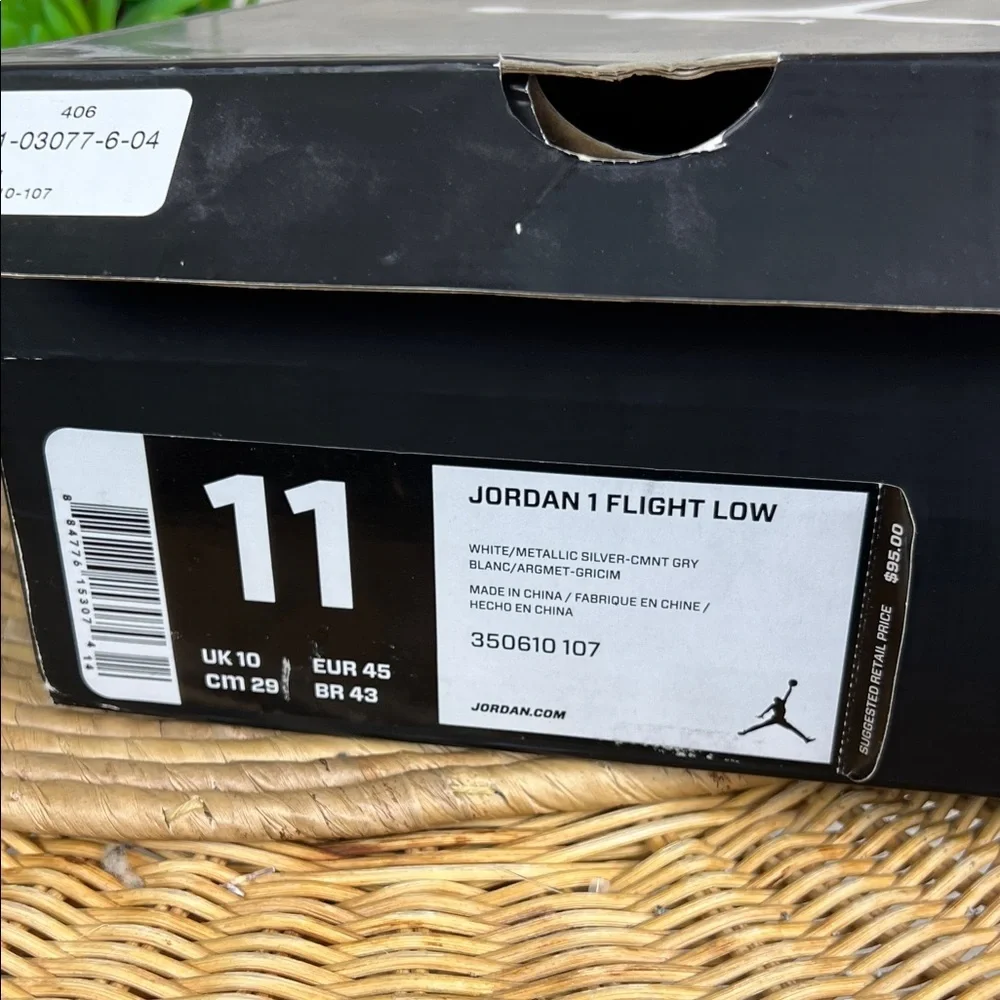 Jordan 1 Flight Low White and Gray Sneakers 11